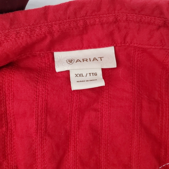 Ariat Diana Top Women XXLarge Red Pearl Snap Button Embroidered Western Cowgirl - Picture 9 of 13